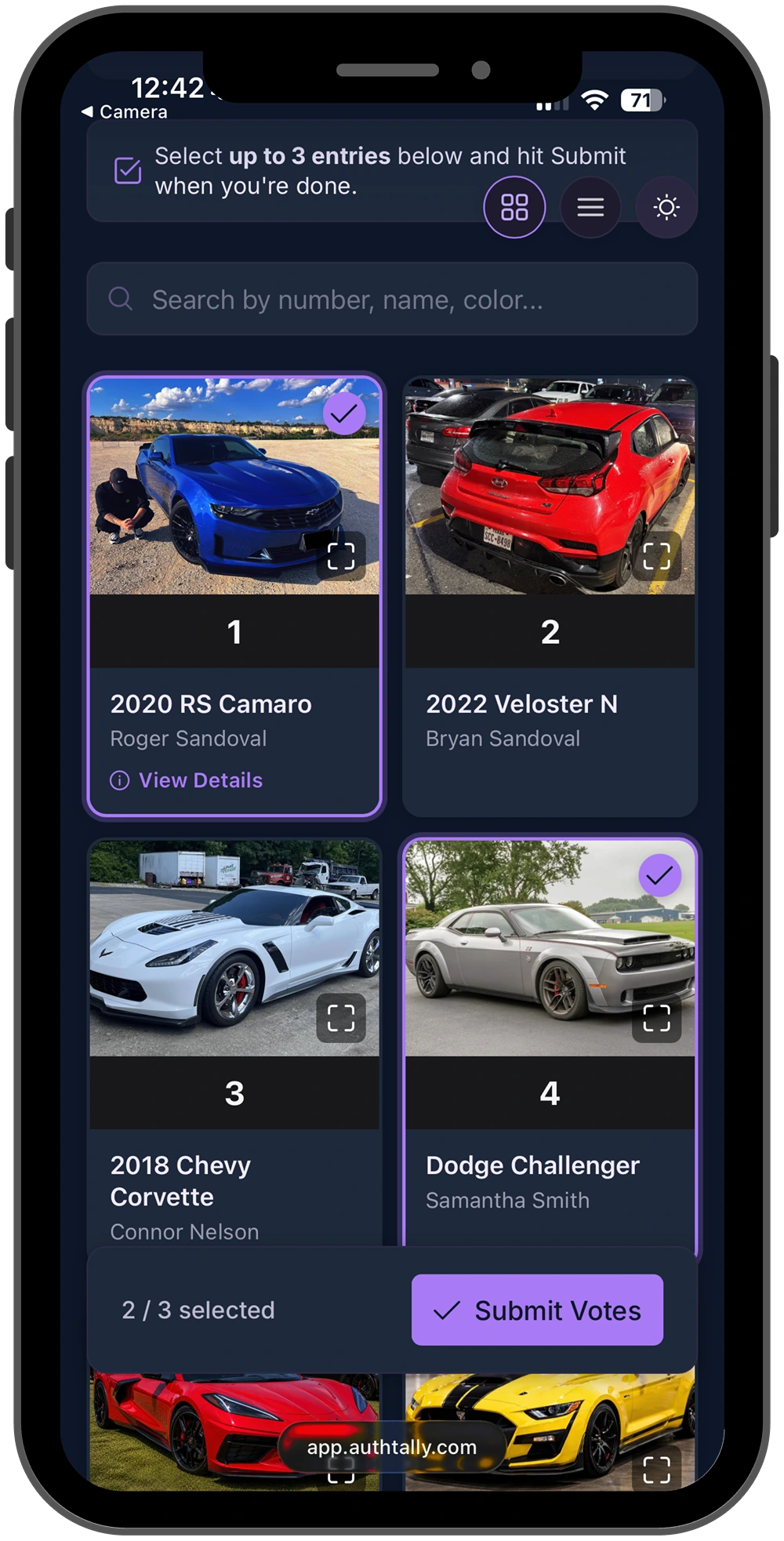 AuthTally voting: visual photo cards with names and details
