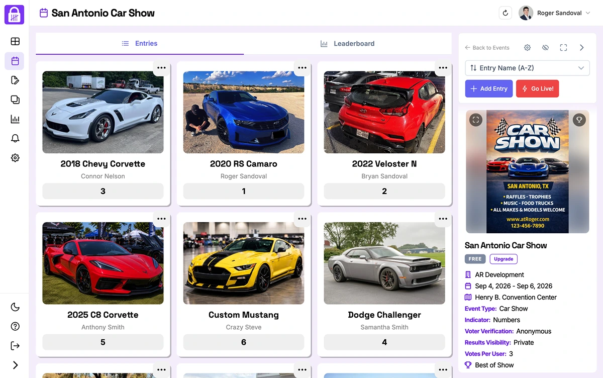 Entries view in light mode