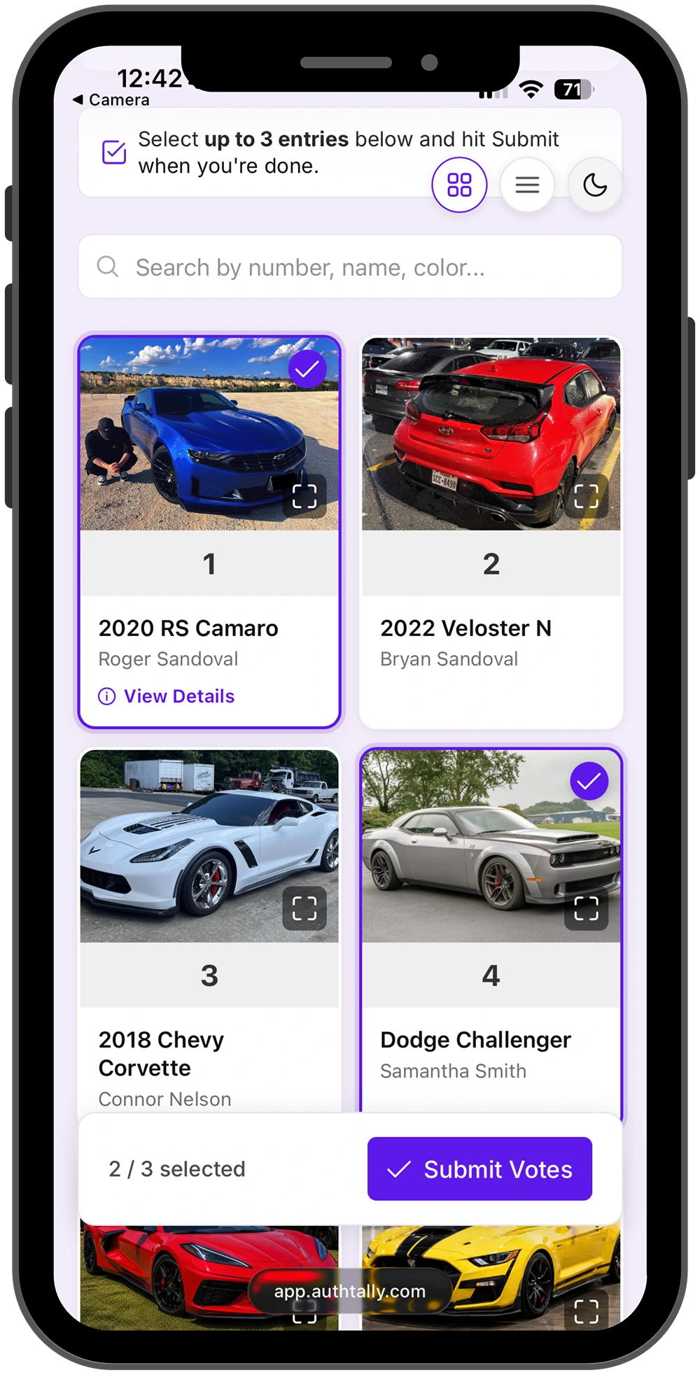 AuthTally voting: visual photo cards with names and details